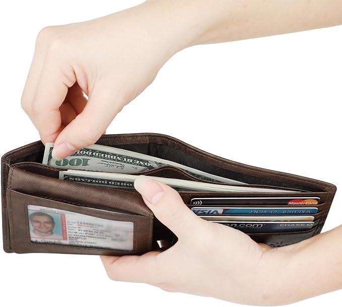 HIMI Wallet for Men-Genuine Leather RFID Blocking Bifold Stylish Wallet With 2 ID Window - Image 6