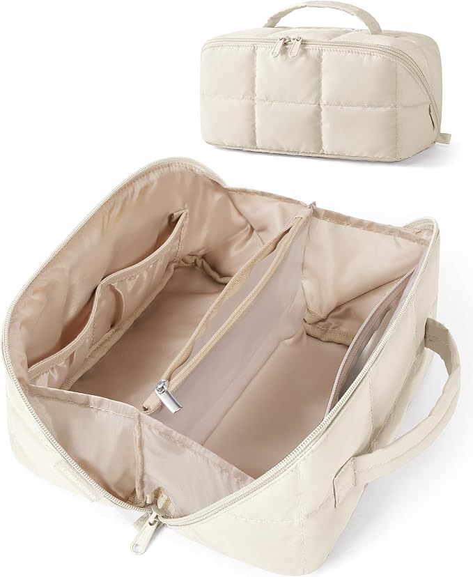 BAGSMART Full-View Makeup Bag, Water-Resistant Travel Toiletry Organizer | See everything at a glance opens flat full visibility makeup roomy lightweight water-resistant zippers for travel by BAGSMART
