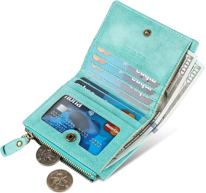 Ultra Thin Small Compact Leather Womens Girls Wallets RFID Blocking Credit Card Holder for Women - Image 2