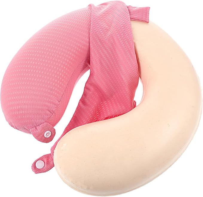 Neck Pillow Replacement Cover Travel U Neck Pillow Case Cover Travel Neck Pillow Cover Pillow, 13.39‘’ U Shaped Neck Pillow Washable Cover, Airplane Pillow Cover (Only Pillow Covers, no Filler)(Pink) by Gjinxi