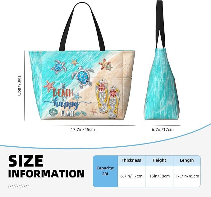 Beach Bag Tote Bags Waterproof Sandproof for Women Large Beach Tote Pool Bag Foldable with Zipper for Travel Weekend - Image 5