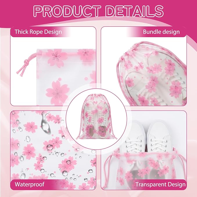 Shoe Bags for Travel, 20PCS Waterproof Drawstring Shoe Bags for Packing | 13.8" x 11.8" Large Dustproof Portable Travel Shoe Storage Bags Travel Essentials Women - Image 3