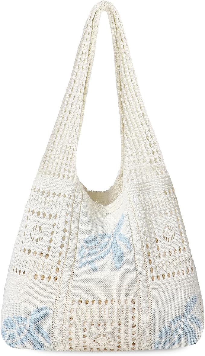 Sightor Crochet Tote Bag, Mesh Beach Bag Knit Summer Hobo Bag for Women | Beach Tote bag Vacation Outfits Aesthetic Boho Bag by Sightor