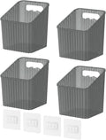 NiHome 4-Pack Cabinet Door Organizer, Adhesive RV Camper Wall Storage Caddy | No-Drill Plastic Bin With Drain Holes For Kitchen Bathroom Pantry Organization, Space Saving Small Item Holder, Gray by NiHome