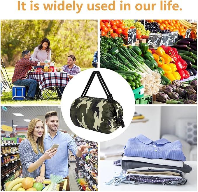 Reusable Shopping Bags, Foldable Grocery Storage Tote, Waterproof Oxford Cloth Bag for Shop, Large Durable Heavy Duty - Image 2