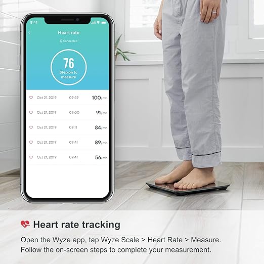 Wyze Smart Bathroom Scale & Body Analyzer, Bluetooth, 400 lbs, Navy Blue | Tracks 12 metrics, Crisp LED Display, Sync with Fitness Apps, Heart Rate Tracking, Auto-Recognition & Sharing - Image 7