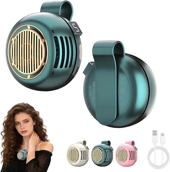 Portable Mini Bladeless Fan Clip on, 5 Speeds Clip on Fan for Shirt & Waist | USB Rechargeable 360° Rotatable Silent Small Fans, 2026 New Whirlwind Fans for Outdoor/Travel/Office (Green) by Unknown
