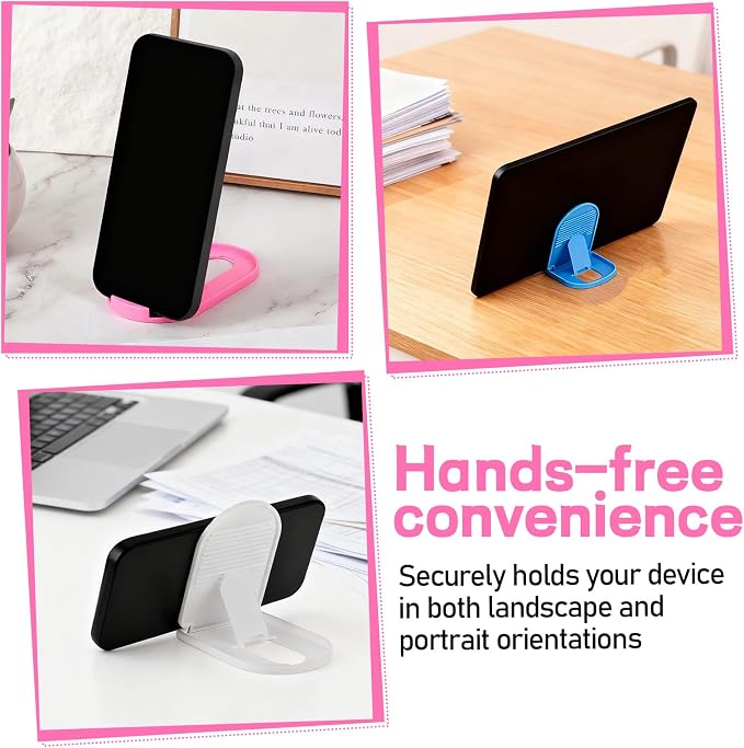 6PCS Foldable Phone Stand - Colorful Desk Office Cell Phone Holder, Mobile Tablet Holder for Airplane Headphone, Essential CellPhone Accessories, Portable Versatile Stand for Travel(6 Colors) - Image 6
