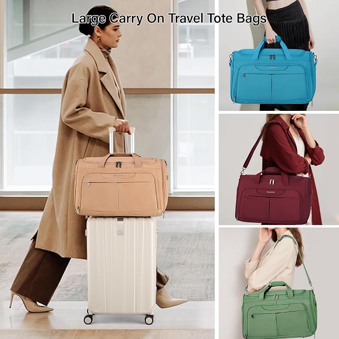 Hanke Carry On luggage Bags for Travel, Large Foldable Duffle Bag for Travel, Softside Lightweight Travel Bag Carry On Bags for Airplanes Women, Travel Tote Bags for Women Men.（Pink） - Image 5
