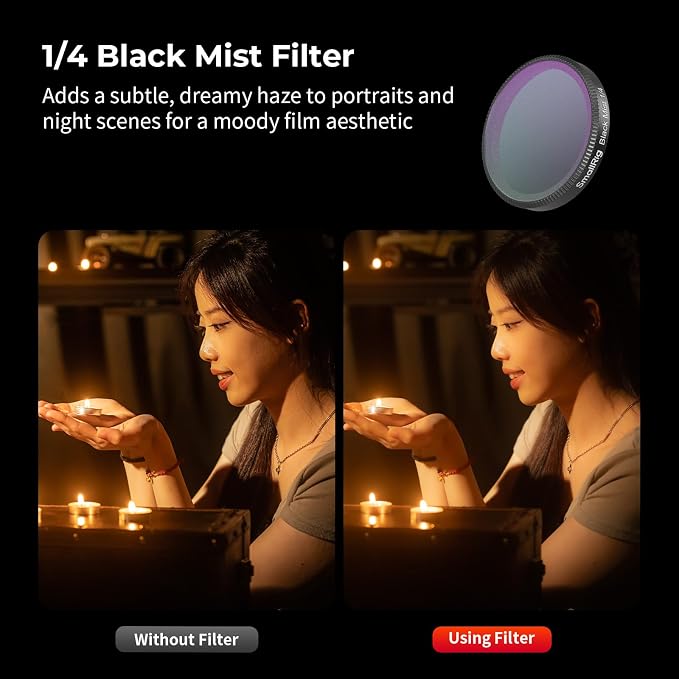 SmallRig 1/4 Black Mist Filter for DJI Osmo Action 6, Snap On Black Diffusion 1/4 Filter with Silicone Cover & Cleaning Cloth, HD Optical Glass, Multi-Coated - 6086 - Image 3