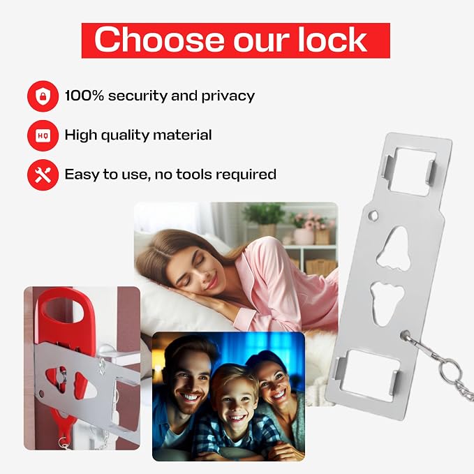 Portable Door Lock for Enhanced Security – Easy-to-Use, Travel-Friendly Device to Secure Doors Anywhere. Ideal for Hotels, Apartments, and Rentals for Added Peace of Mind - Image 5