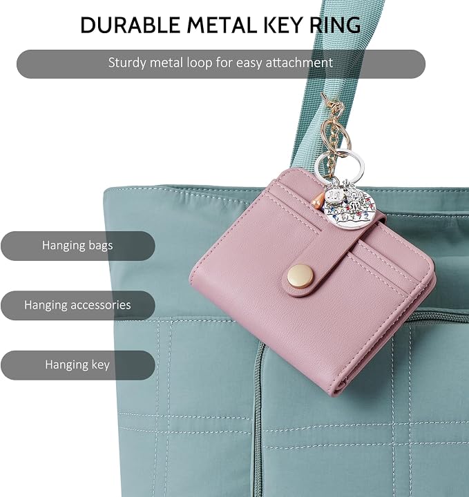 POIUGOYA Slim Wallet for Women,RFID Blocking Bifold Credit Card Holder with Zipper Coin Pocket,ID Window,Keychain - Image 6