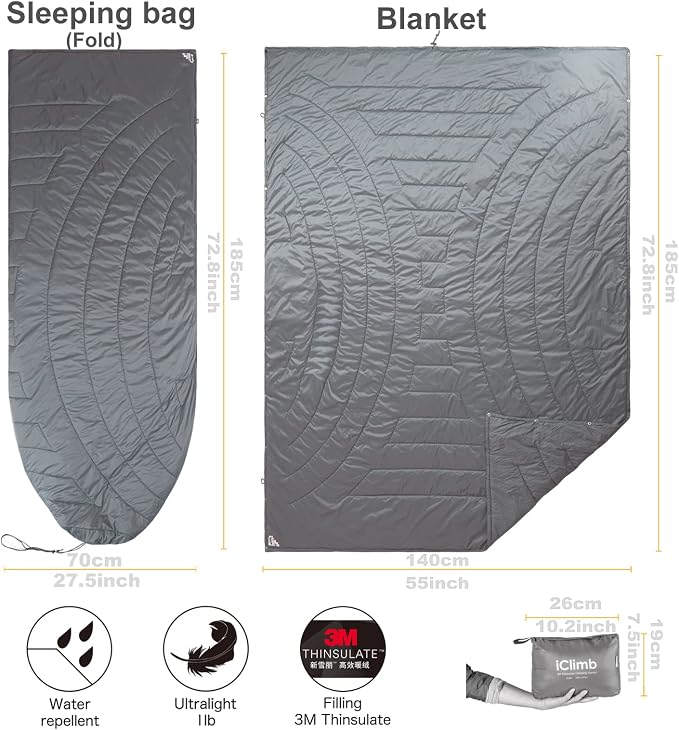 3M Thinsulate Insulation Warm Camping Blanket Ultralight Compact - Image 6