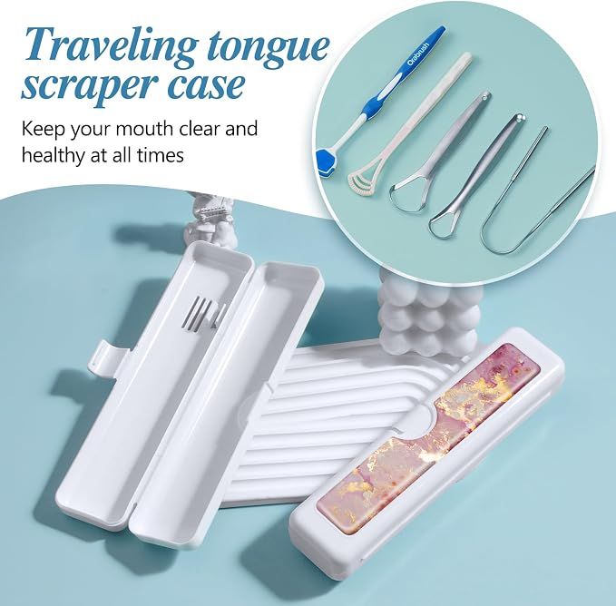 2 Pcs Toothbrush Travel Case - Colorful Pattern, Holder and Covers for Toothbrushes, Includes Tongue Scraper Case - Image 5