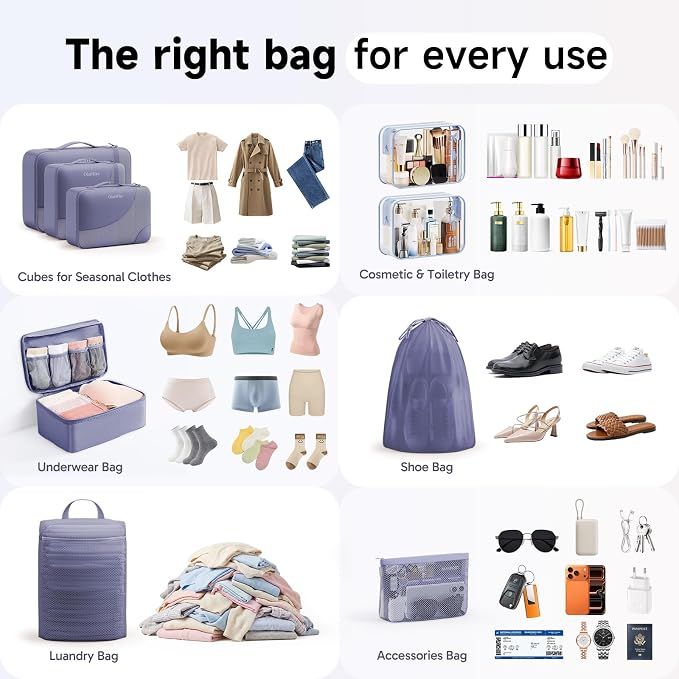 OlarHike 9 Set Packing Cubes for Travel,Gifts for Women Mom,Anti-Tearing Suitcase Organizer,with Over 1000 pcs Mesh Holes,Vacation Essentials & Accessories for Cruise Ship - Image 8