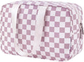 Narwey Large Checkered Travel Toiletry Bag Women Toiletries Bag Pink Makeup Bag Organizer Make up bag Cosmetic Bag Medicine Bag for Girls (Dusty Rose Checkerboard, Large) by Narwey
