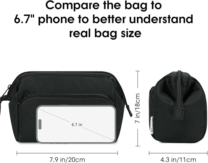 Narwey Makeup Bag Women Wide-open Make up Bag Travel Cosmetic Bag Organizer Toiletry Bag for Cosmetics Toiletries Accessories (Black) - Image 4