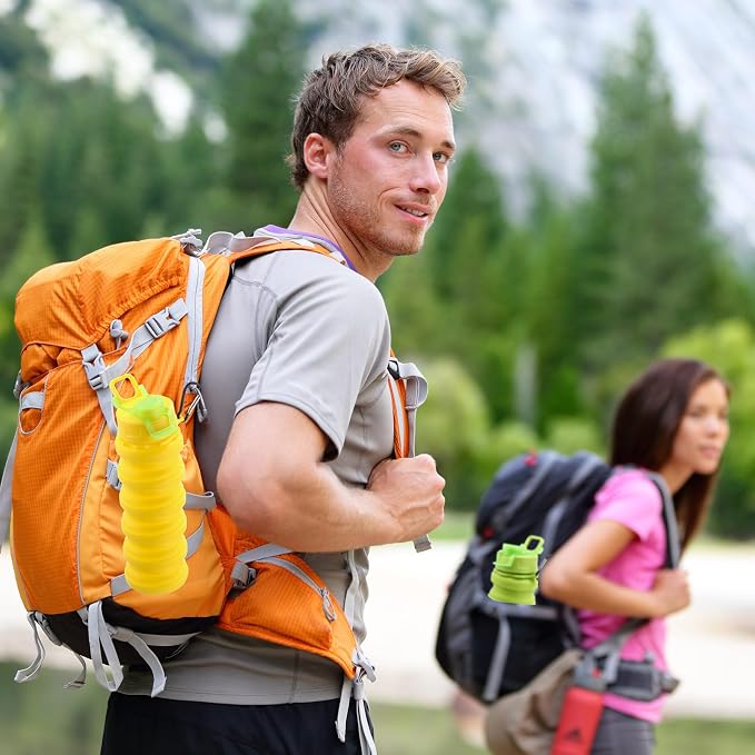 Sunnyray 20 Pack Collapsible Water Bottles Bulk Foldable Water Bottles 17oz Silicone Portable Leak Proof Reusable Sports with Clip for Travel Hiking Camping Outdoor (Colorful) - Image 4