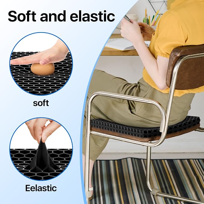 Gel Seat Cushion, Cooling Honeycomb Design for Office Chair Car Wheelchair | Cool & Breathable, Soft & Comfortable - Image 4