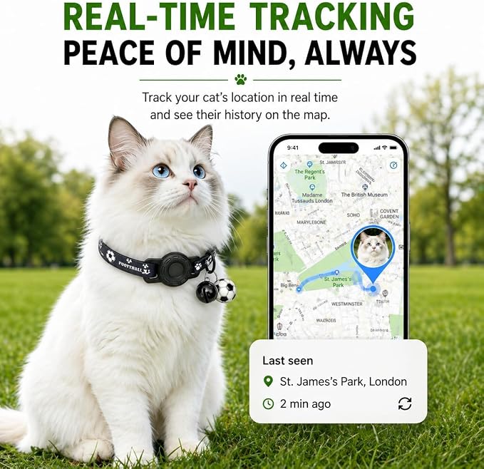 GPS Collar for Cats,Pet Tracker (Android Only) Smart tag,Waterproof Compatible with Google Find My,No Monthly Fee,Advanced Tracking Solution Smart Collar for Pet Safety Ideal Small Large Cats - Image 4