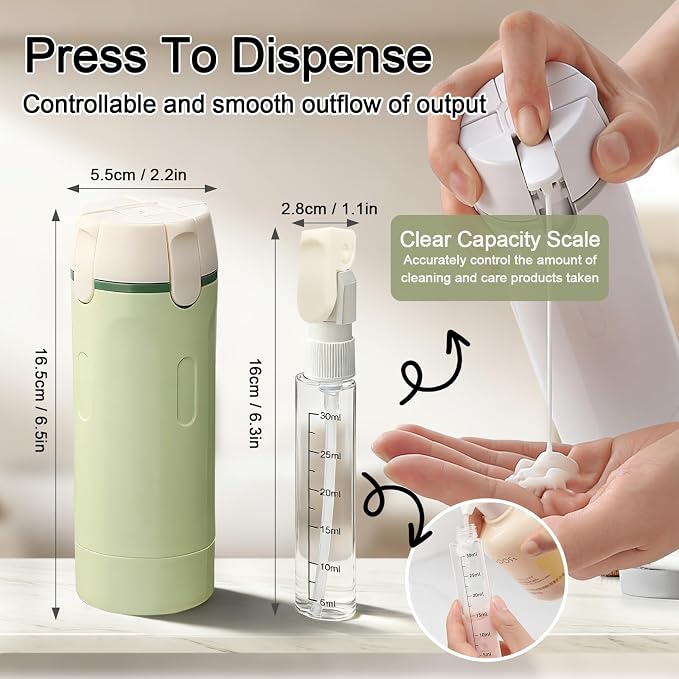 4 in 1 Travel Dispenser Bottles Refillable | Travel Shampoo and Conditioner Bottles，No Spill Space Saving Compact,for Vacation Business Trip - Image 4