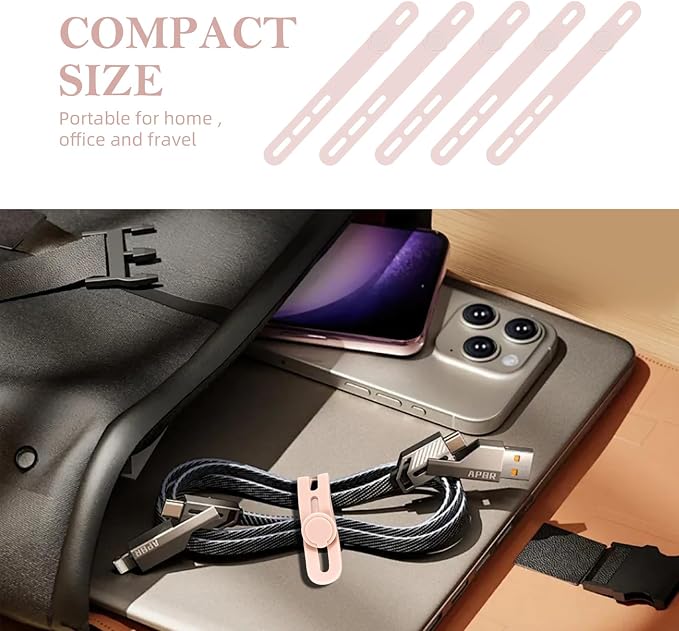 Donruby 30Pcs Silicone Cable Ties - Reusable & Washable with Adjustable Locking Buckles, High Elasticity Cable Management Straps for Home, Office, School, Travel Essential Cord Organizer (Pink) - Image 7