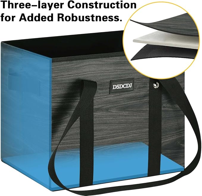 Reusable Grocery Bags - Heavy Duty Reusable Shopping Bags with Hard Bottom & Long Handles, Foldable Large Utility Tote Bag with Box Shape to Stand Up - for Kitchen, Picnic, 3 Pack, Grey - Image 5