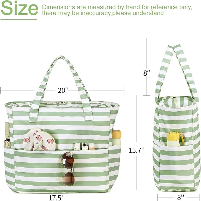 LEDAOU Beach Bag Waterproof Sandproof Women Beach Tote Pool Bag with Zipper for Swim Gym Grocery Travel with Wet Pocket | Sandproof - Image 7