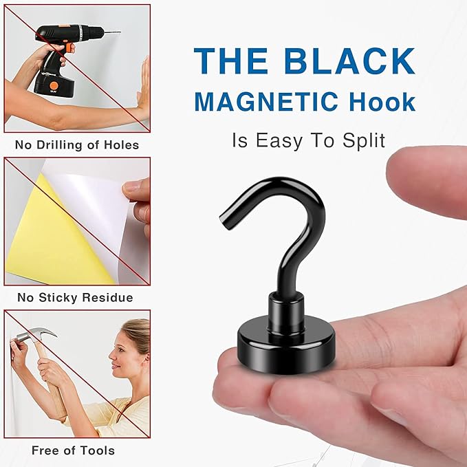 LOVIMAG Magnetic Hooks, Cruise Essentials 2026, 25 Pack-30LBS | Heavy Duty Strong Magnet Hook for Cruise Cabin, Refrigerator Fridge, Ship, Classroom, Kitchen Grills, Black - Image 5