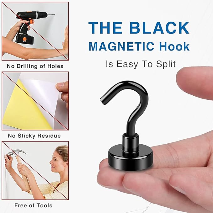 LOVIMAG Magnetic Hooks, Cruise Essentials 2026, 30 Pack-30LBS | Heavy Duty Strong Magnet Hook for Cruise Cabin, Refrigerator Fridge, Ship, Classroom, Kitchen Grills, Black - Image 6