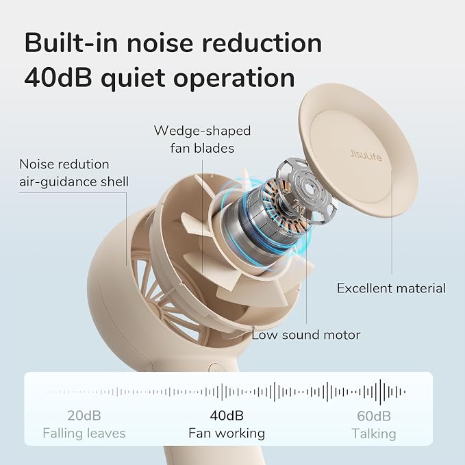 JISULIFE Portable Handheld Turbo Fan Rechargeable 4000mAh 5-Speed (Brown) | Up to 16H max cooling, Personal Battery Powered Pocket Fan for Travel/Outdoor/Vacation/Concerts, Birthday Gifts for Women - Image 8