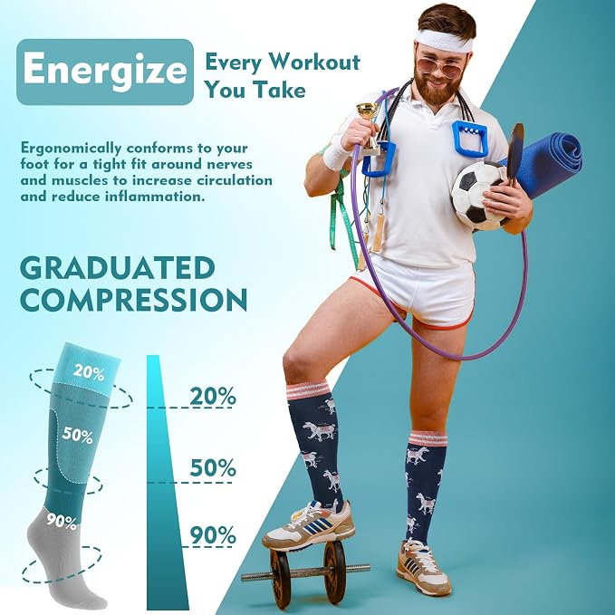 Compression Socks for Women & Men 6 Pairs | 20-30 mmHg Breathable & Moisture-Wicking Comfortable & Skin-Friendly Knee High Support Socks for Nurse, Travel, Pregnancy - Image 4