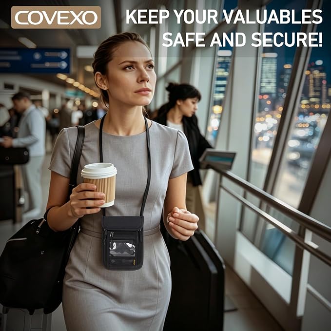 Neck Wallet with RFID Blocking - Hidden Travel Passport Holder Pouch | Concealed Under Clothing, Anti-Theft Security | Adjustable & Lightweight for Vacation, Airports - Image 5