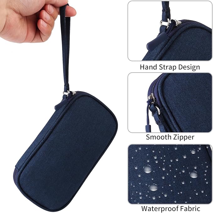 Travel Cable Organizer, Electronics Accessories Bag for Charger, Phone, Memory Card, Universal Gadget Organizer (Blue) - Image 5