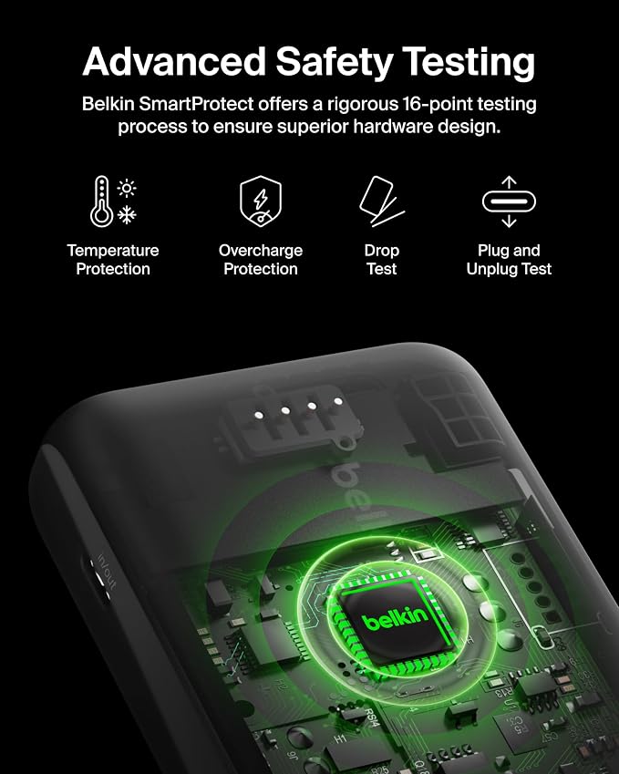 Belkin 10K 23W Portable Charger Power Bank, Integrated USB C and LTG Cables | Fast Charging, iPhone 17, Samsung Galaxy, Pixel, Airpods, iPad, Battery Pack, USB C Port, USB C Cable, Lightning Cable - Image 4