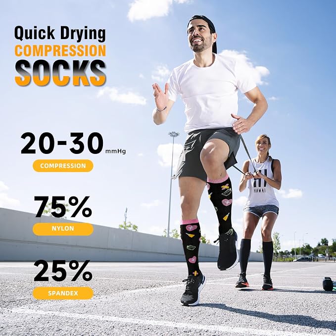 cerpite Compression Socks for Women & Men 6 Pairs Knee High Compression Socks 20-30 mmhg Best for Running,Nurse,Travel - Image 2