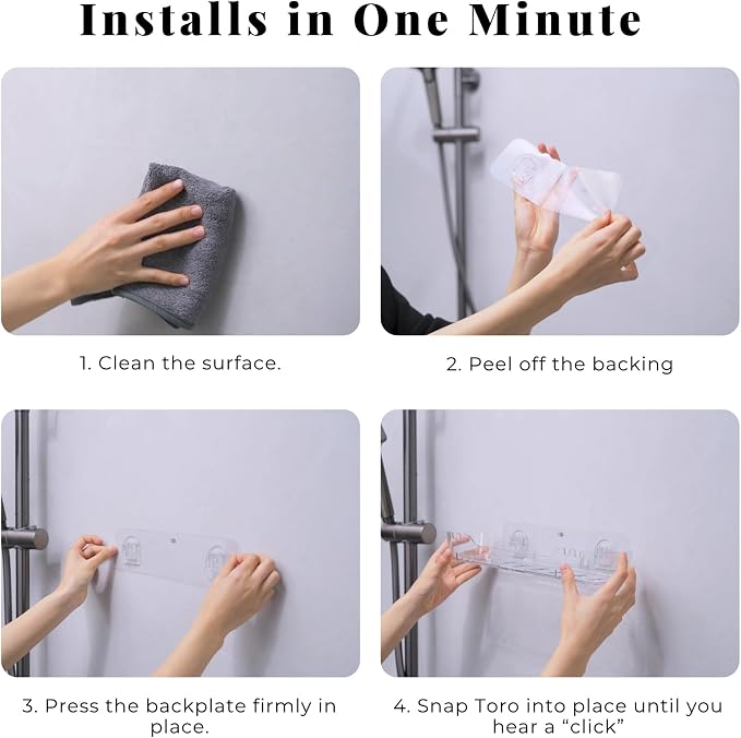 Acrylic Shower Shelf, Clear, 12.2" x 3.54" x 1.77" | Adhesive, No-Drill, Bathroom Wall Shelf, Slim Organizer, Fast Drainage for Shower & Sink Toiletries - Image 7