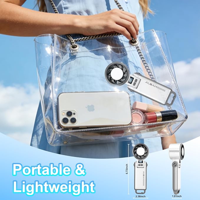 Portable Handheld Turbo Fan - [With Ice Cooling] 100 Speed Mini Personal Fan with Strong Airflow,Foldable 3 in 1 Rechargeable Hand Fans for Travel/Outdoor/Camping/Home/Office, White - Image 7