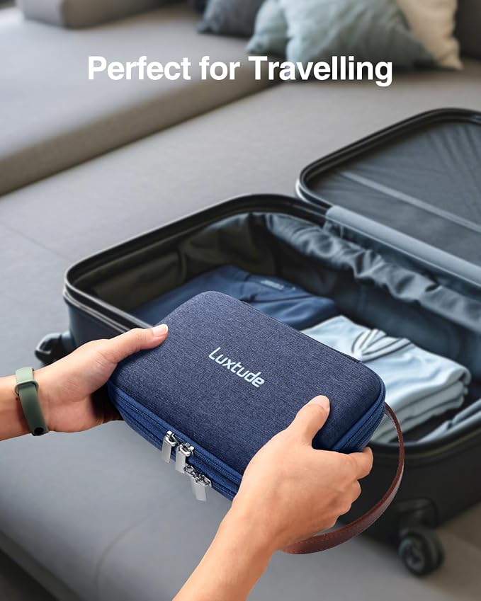Electronic Organizer Travel Case, Double Layer Tech Organizers | Hard Shell Zipper Case for Electronics, Travel Essentials, Blue (External Size 8.5 x 5.9 x 3.1 Inch) - Image 6