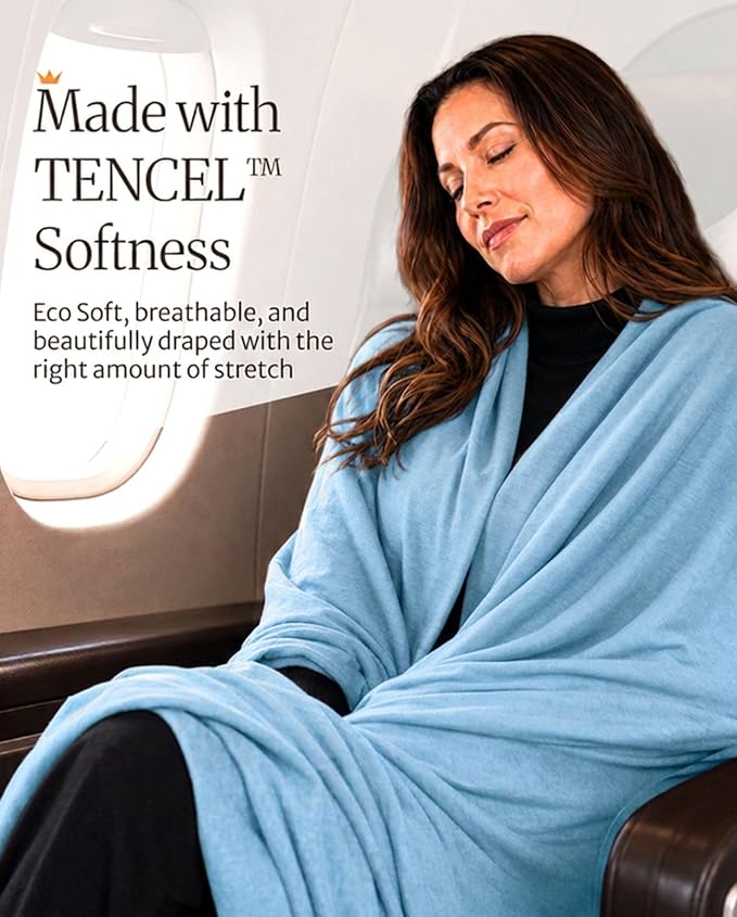 Pashmina Shawl Wraps for Women | USA Made Travel Scarf for Women | Lightweight & Soft Pashmina | Evening Dresses | Travel Scarf Airplane | UPF 50+ Sun Protection | 68x35in - Image 5