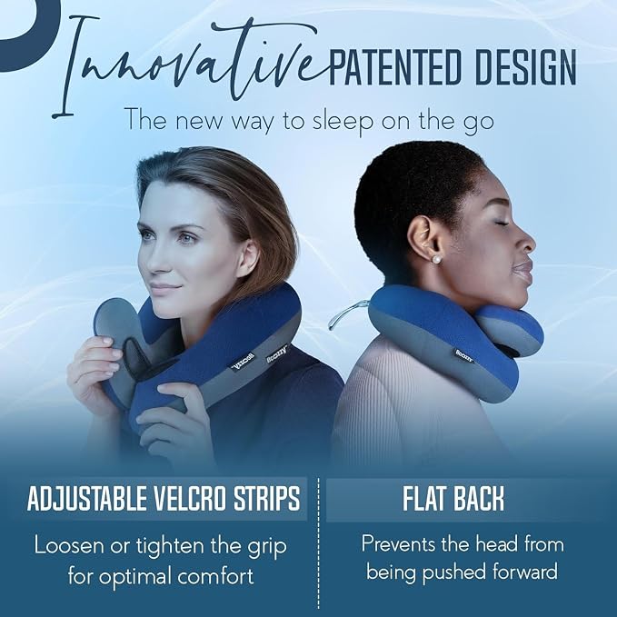 BCOZZY Travel Neck Pillow for Airplane – Patented Double Support for Head, Neck, and Chin. Best for Long Flights, Plane Sleeping, and Car Rides. Adjustable Size. Fully Washable. Carry Bag. Large, Gray - Image 5