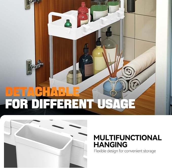Auto Dynasty 3-Tier Rolling Utility Cart w/Handle, Narrow Storage, White | Sturdy Steel Frame, Smooth-Rolling Casters, Multifunctional Shelves, Space-Saving Slim Design, for Office/Kitchen/Bathroom - Image 4
