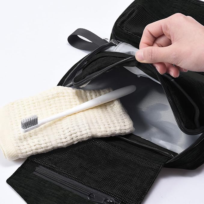 Travel toilet bag is used to store toiletries, Suitable for short-term travel use hanging toilet bag (Black) - Image 6