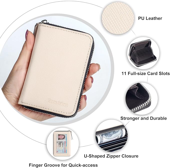 Credit Card Wallet, RFID Card Case Wallet, Zipper Card Cases Holder for Men Women, RFID Blocking, KeyChain Wallet, Compact Size Card Organizer Case for Women - Image 6