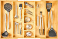 Extra Large Expandable Kitchen Drawer Organizer for Utensil and Junk, 19" Deep for Big Drawer, 17" to 28" Adjustable Bamboo Wood Drawer Divider, Cutlery Tray, Flatware Holder by Umilife