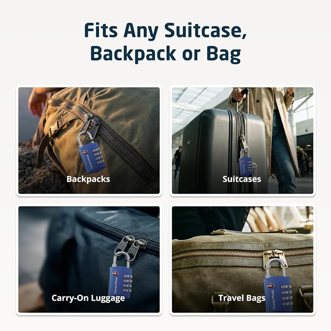 Luggage Locks TSA Approved, 4-Digit Travel Combination Locks | TSA Accepted, Easy to Use, Compact, Lightweight, Durable, Zinc Alloy Body, for Suitcases, Backpacks, Zippers, 5-Pack, Blue - Image 10
