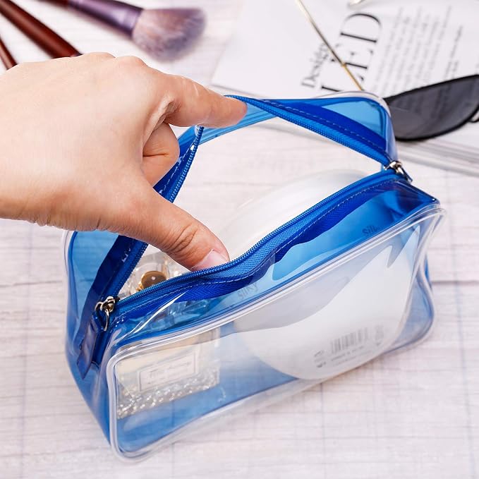 5 Pack Clear PVC Zippered Toiletry Carry Pouch Portable Cosmetic Makeup Bag for Vacation, Bathroom and Organizing - Image 5