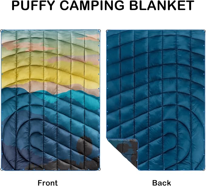 Puffy Camping Blanket,Large Camp Blanket Outdoor Camping Quilt Waterproof | Lightweight Printed Warm Packable Down Alternative Blanket for Camping,Traveling, Stadium, Hiking, Picnics - Image 5
