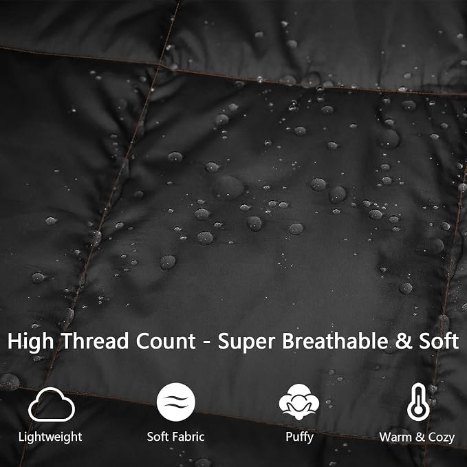 Camping Blanket,Lightweight Puffy Blanket Packable Down Alternative Throw Blanket Waterproof Windproof for Outdoors, Travel, Beach, Airplane, Hiking - Image 2