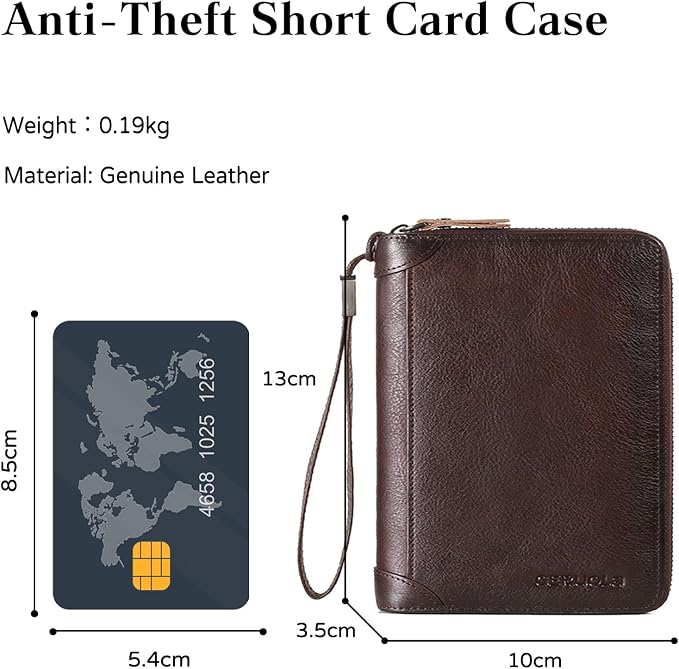 Card Bag Cowhide Wallet Men Coin Purse RFID Blocking Card Case Portable Card Holder Coin Bag Pouch with 12/20/30/45 Card Slots Coffee C - Image 3